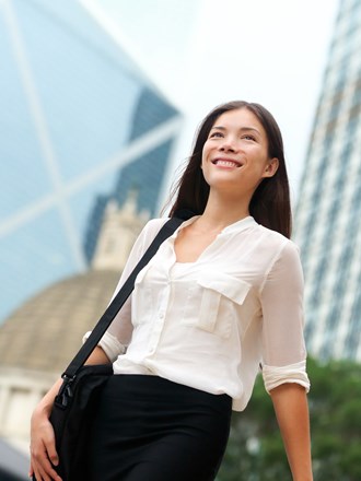 Smily student in the city Smily student in the city