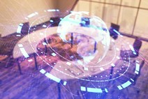 globe with abstract technology overlay